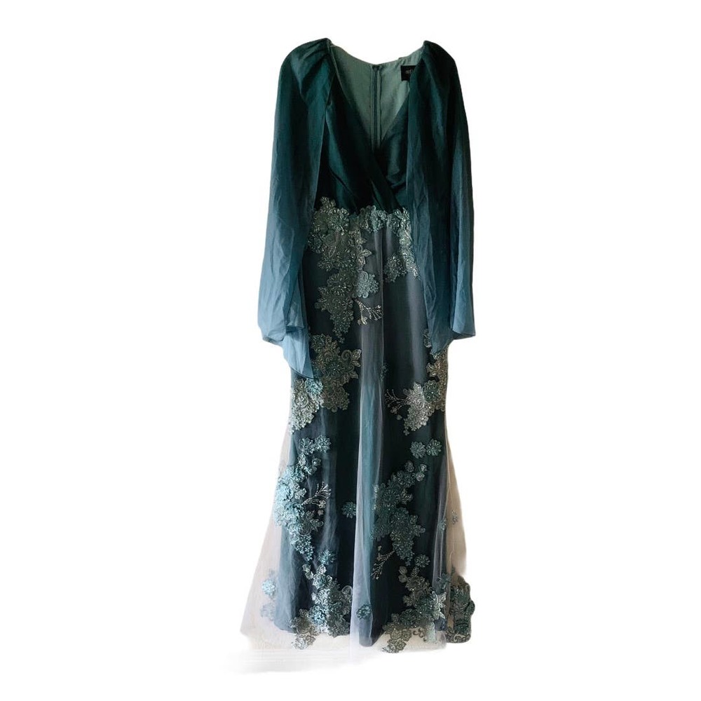 PatBo Cape Ombré  Floral Beaded Tulle Maxi Dress - Picture 2 of 13